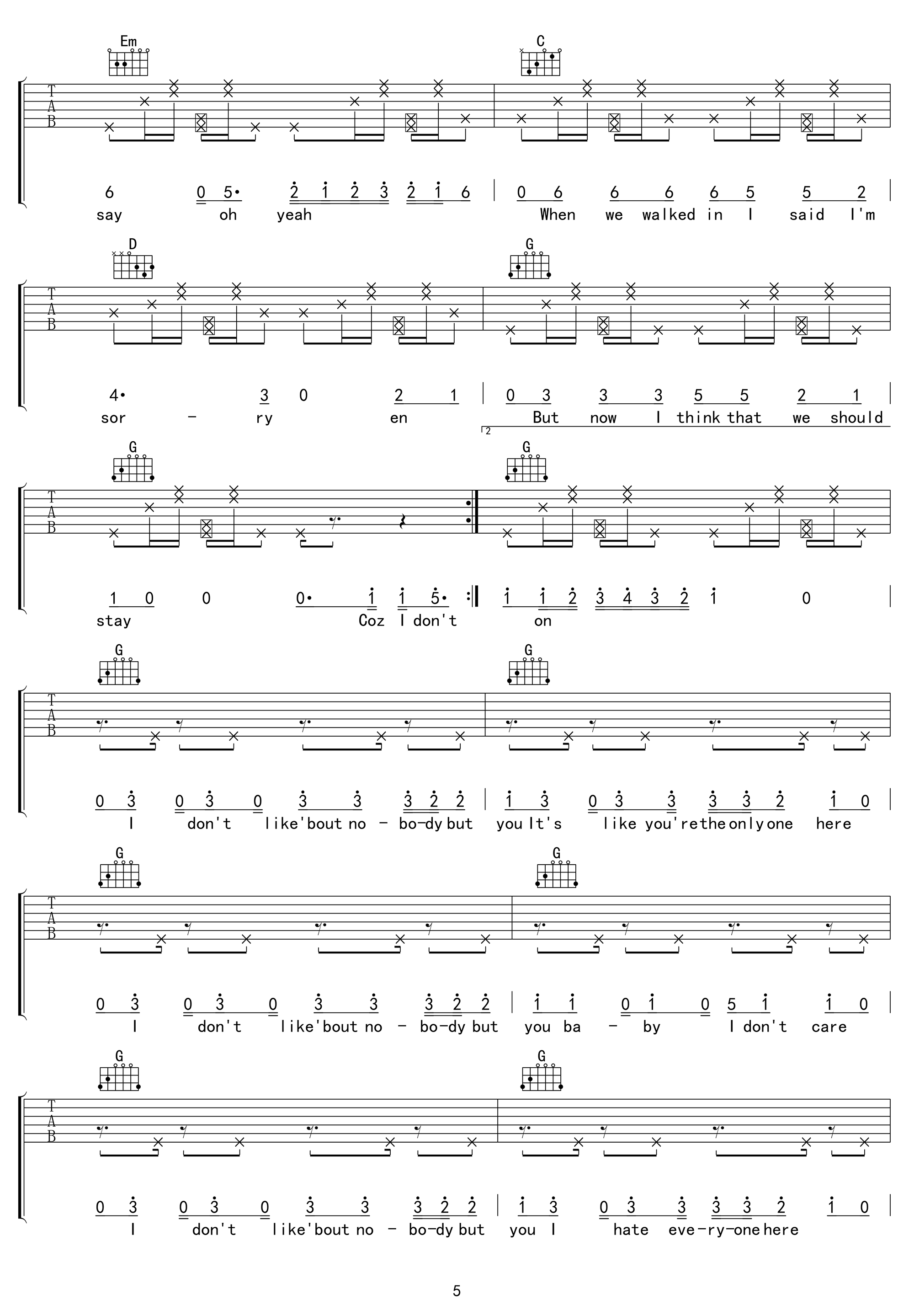 I Don't Care吉他谱 Ed Sheeran-5